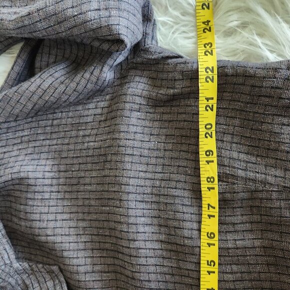 FLAX 100% Linen Jacket Check Plaid Women's Large Shirt Brown Lagenlook Relaxed - Picture 9 of 13